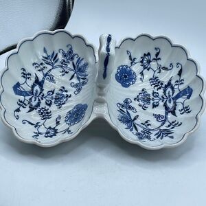 Blue Danube 2-part relish dish classic blue onion pattern. Japan